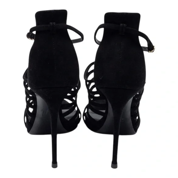 🍸GIUSEPPE ZANOTTI🍸Sexy Black Crystal Embellished T-Bar Sandal Heel - Picture 6 of 12